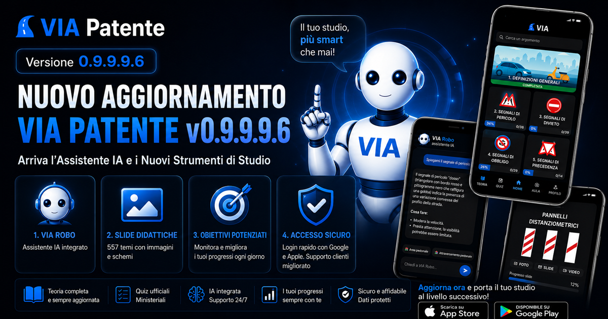 Nuovo aggiornamento VIA Patente v0.9.9.9.6